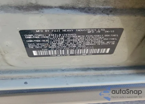 2015 Subaru Xv Crosstrek 2.0 Limited z USA, uszkodzony, nr VIN JF2GPAMC0F8276615